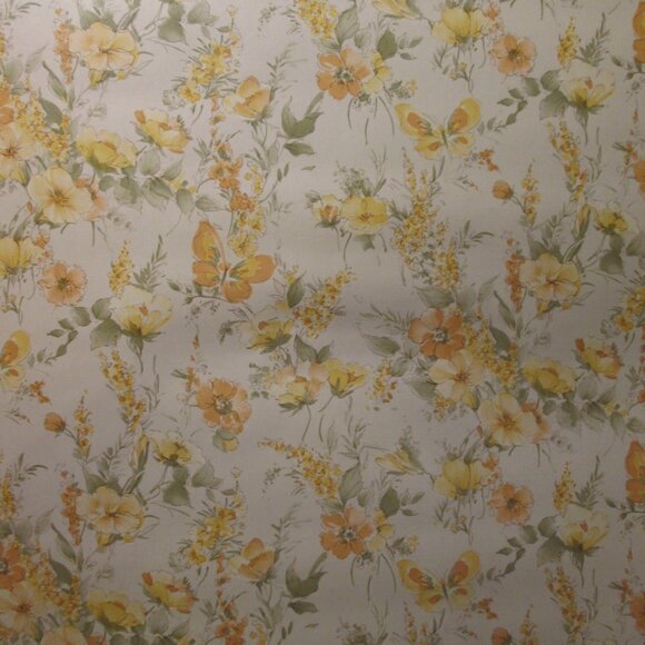 Vintage 1980s Orange Floral Motif Wallpaper - Picture 6 of 8